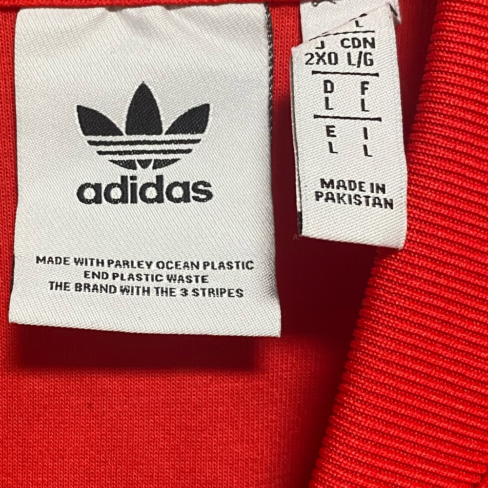 Vntg 80s Adidas Trefoil 3 Stripe Track Jacket Men's Red White Size L - Picture 3 of 9